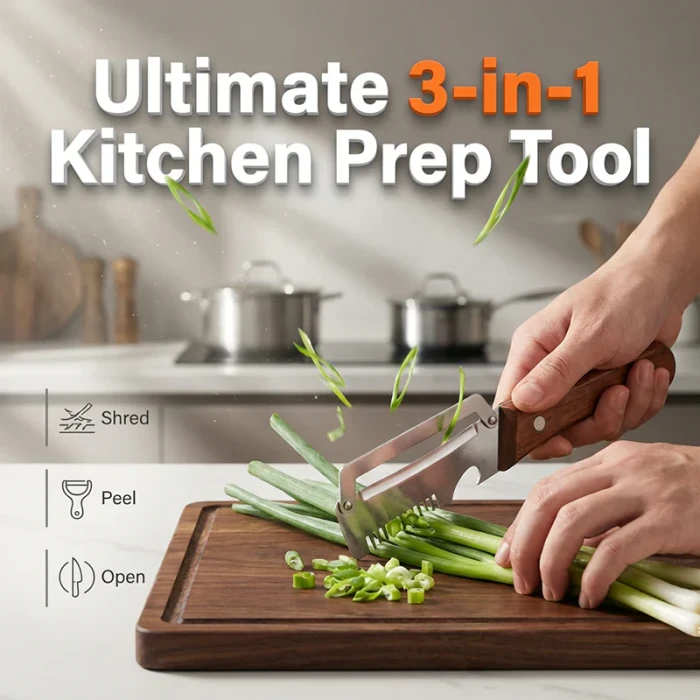 (২ পিছ) 3-in-1 Scallion Shredder & Peeler Kitchen Tool